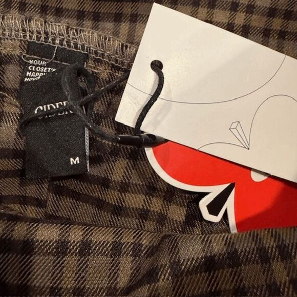 NWT Cider Pleated Buckle Skirt Brown Check Plaid Belt Size Medium - Picture 4 of 10